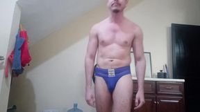 Handsome White Latino Working Out in Jockstrap