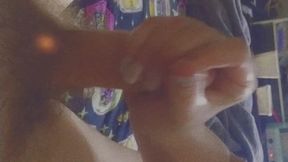 Stroking my husband's hard cock