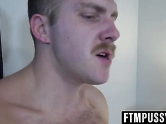 FTM fucktoy sucking dick then getting drilled doggystyle