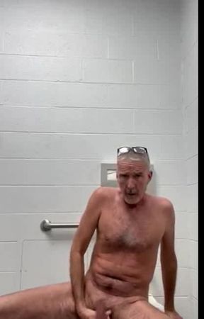 naked &amp; hard public restroom mastro &amp; cum!!