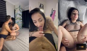 Turkish girl gets hardcore creampie while sucking cock between smokes
