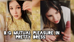 B/G mutual pleasure in pretty dress