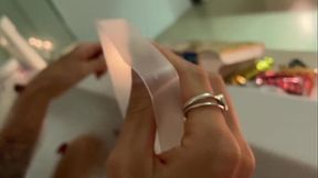 Teen Girl from the Beach makes a Food Fetish right on Dick and Sucks with moans, Blowjob POV