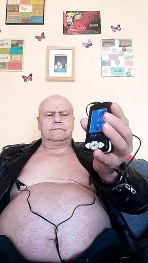 Estim on the nipples and isolation mask
