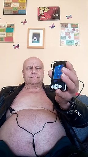 Estim on the nipples and isolation mask
