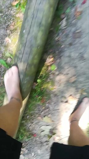 Outdoor Balancing in Pantyhose