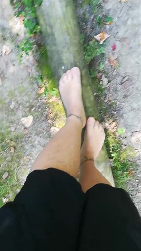 Outdoor Balancing in Pantyhose