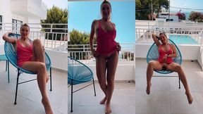 petite exhib sur le balcon avant d aller passer la journee a la piscine en ...