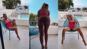 petite exhib sur le balcon avant d aller passer la journee a la piscine en ...