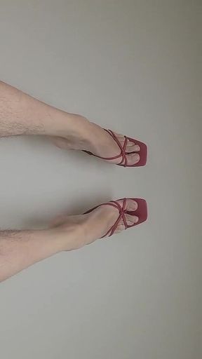 Jerking Big Cock off in Red Heels