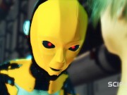 Sci-fi BDSM cuffed and fucked. A sexy young hottie and shemale android in the lab