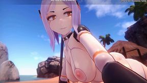 Petite anime elf gives epic titjob in POV on Monster Girl Island