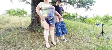 milf fingering my cock in a public park