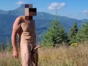 My jerk off in mountains. Beautiful nature