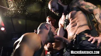 Police officers bareback gangbang Xavi Garcia in hardcore fetish orgy