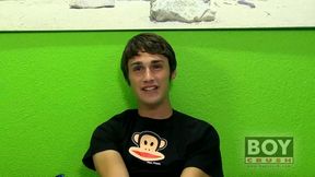 Interviewed twink Junior Ray finger fucks himself and jerks