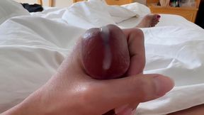 Ladyboy Angel Jane Big Dick Cum Geyser Drenches Bed Nonstop