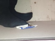 Male Box Crush in Socks, flattened by my 89kg size 11 feet