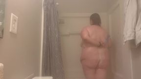 Fat Bitch Takes Steaming Hot Shower and Plays with Herself
