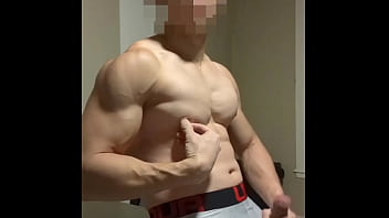 Asian Muscle Boy Flexing, Jerking, and Cumming