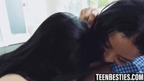 Two naughty chicks wash a car and share a lucky dude&#8242;s cock