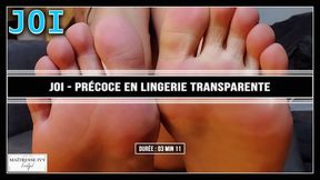 JOI precoce en lingerie transparente