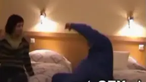 Skinny brunette meets stranger for wild sex session