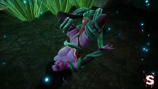 Sexy succubus girl gets fucked by many cocks and ends up cumming with her friend and throwing cum on