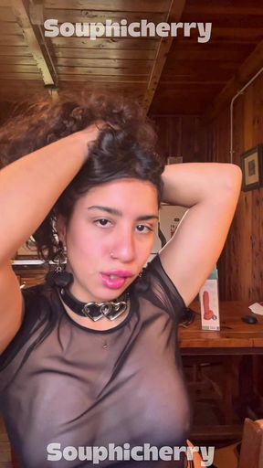 Horny latina spanking my tits and ass