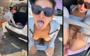 Mornign Fit in Public Finished with Quickie Fuck in Car Trunk