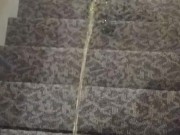 Quick public piss on the stairs