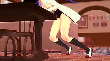 Roxy rubbing on the corner of the table - Mushoku Tensei