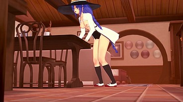 Roxy rubbing on the corner of the table - Mushoku Tensei