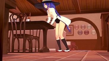 Roxy rubbing on the corner of the table - Mushoku Tensei
