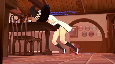 Roxy rubbing on the corner of the table - Mushoku Tensei