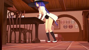 Roxy rubbing on the corner of the table - Mushoku Tensei