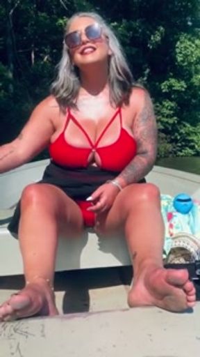 POV Outdoor boat JOI big tits MILF dirty talk and smoking