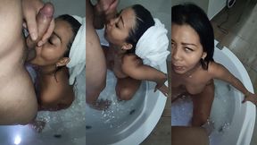 en la banera con mi madrasta
