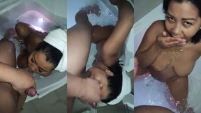 en la banera con mi madrasta