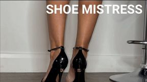 Leg Worship, Shoe Worship & Masturbation Instructions from The Shoe Mistress Wearing D&G Barely There Stiletto Sandals