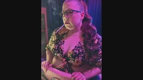 Sitting on a stool in my pretty flowered blouse smoking a VS 120