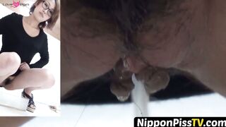 NipponPissTV.com - Real Japanese amateur filmed peeing in public bathroom openly