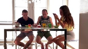 During Breakfast Quietly Sucked Under The Table To His Step sisters Boyfriend