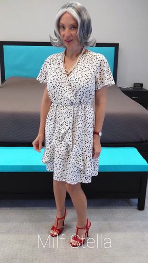 Sherry in a White Dress with Hearts