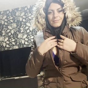 Preview- Milfycalla- a Lot of Cum on Brown Fur Hooded Puffer Jacket 172