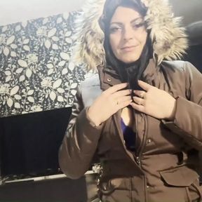 Preview- Milfycalla- a Lot of Cum on Brown Fur Hooded Puffer Jacket 172