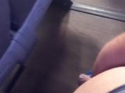 horny fat man cumming and moaning on the bus