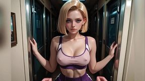 Ela parece a Android 18 e levou pica de todo jeito, e ainda levou leite - Ai-generated
