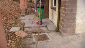 Peeing outside on a chair
