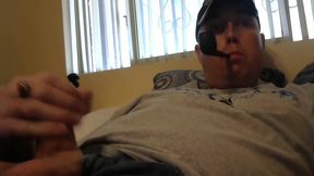 Thrill Sergeant Smoking Pipe and Masturbating to Porn